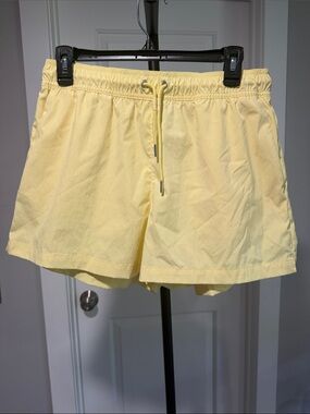 Athleta Light Yellow Drawstring Athletic Shorts